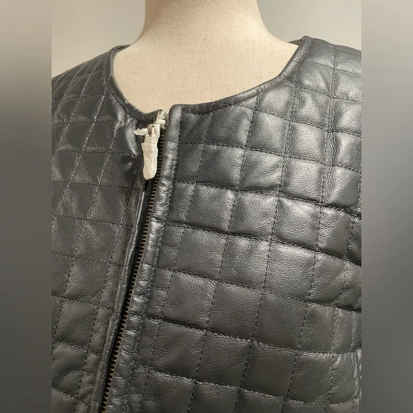 NWOT Pamela McCoy black quilted leather jacket. Size 2x. - Picture 4 of 16